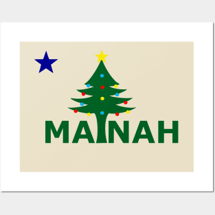 A Merry Christmas Mainah Flag Posters and Art